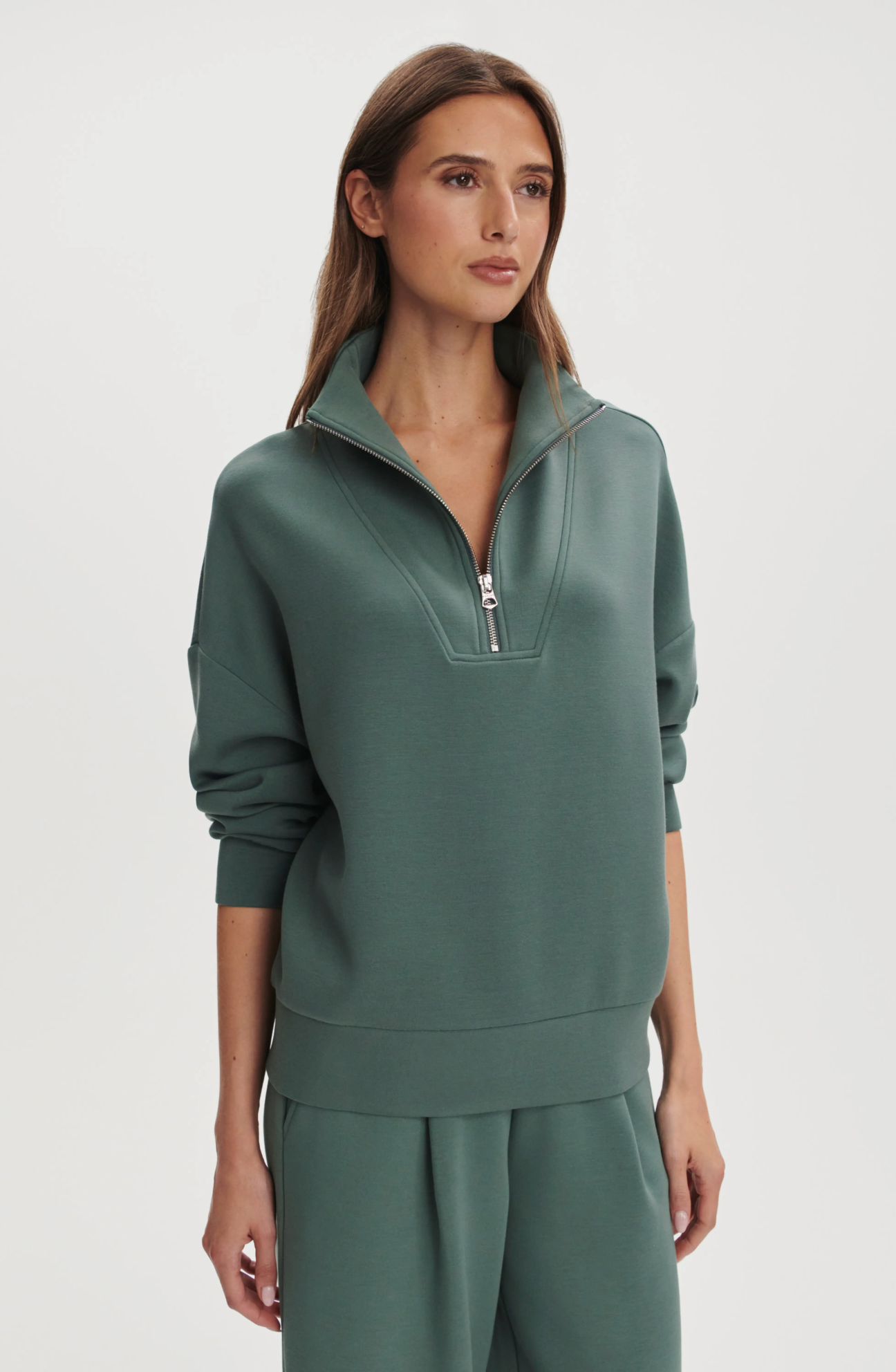 Varley - Hawley Half Zip Sweat - Dark Forest