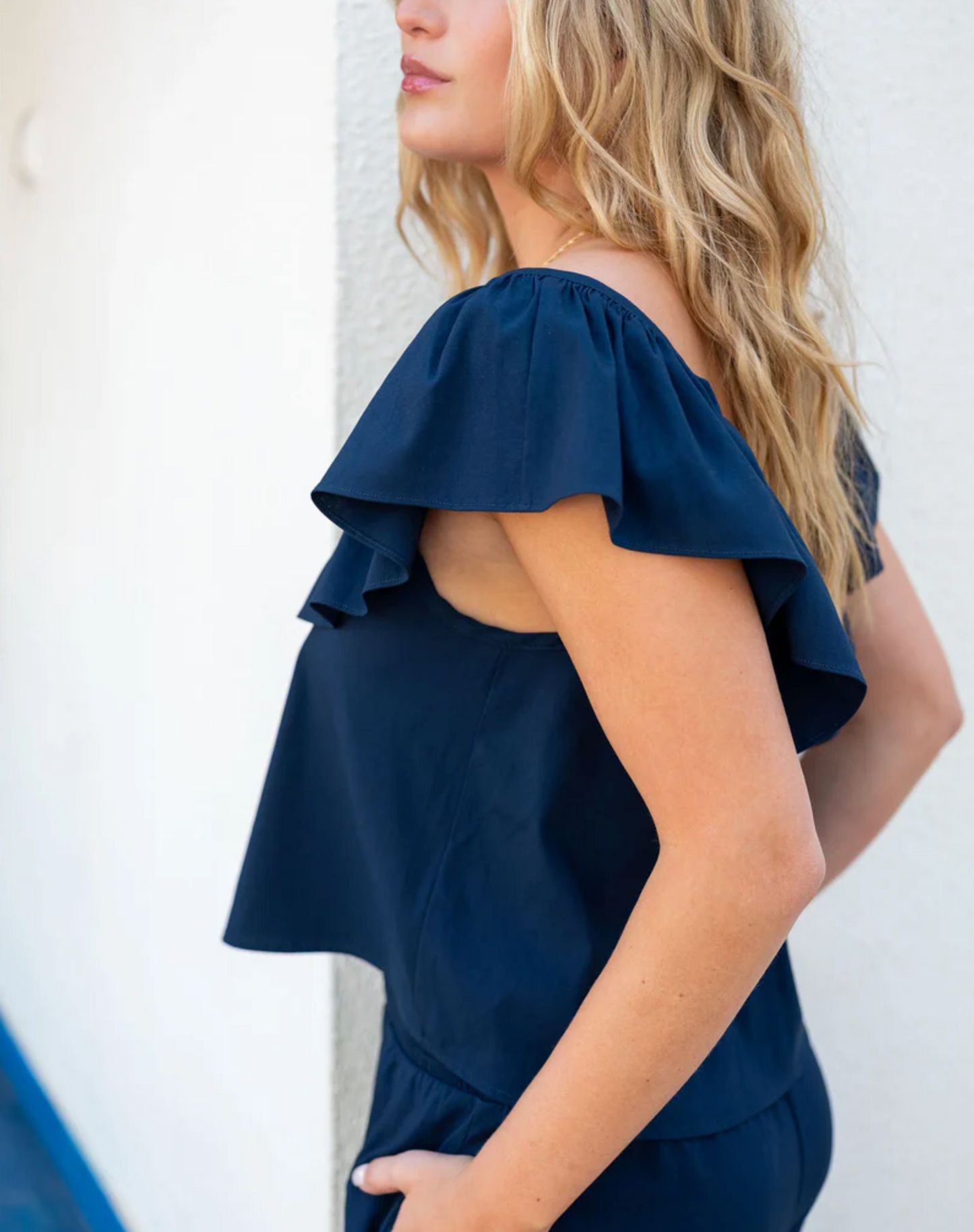 Mersea - Veranda Ruffle Top - Deep Navy