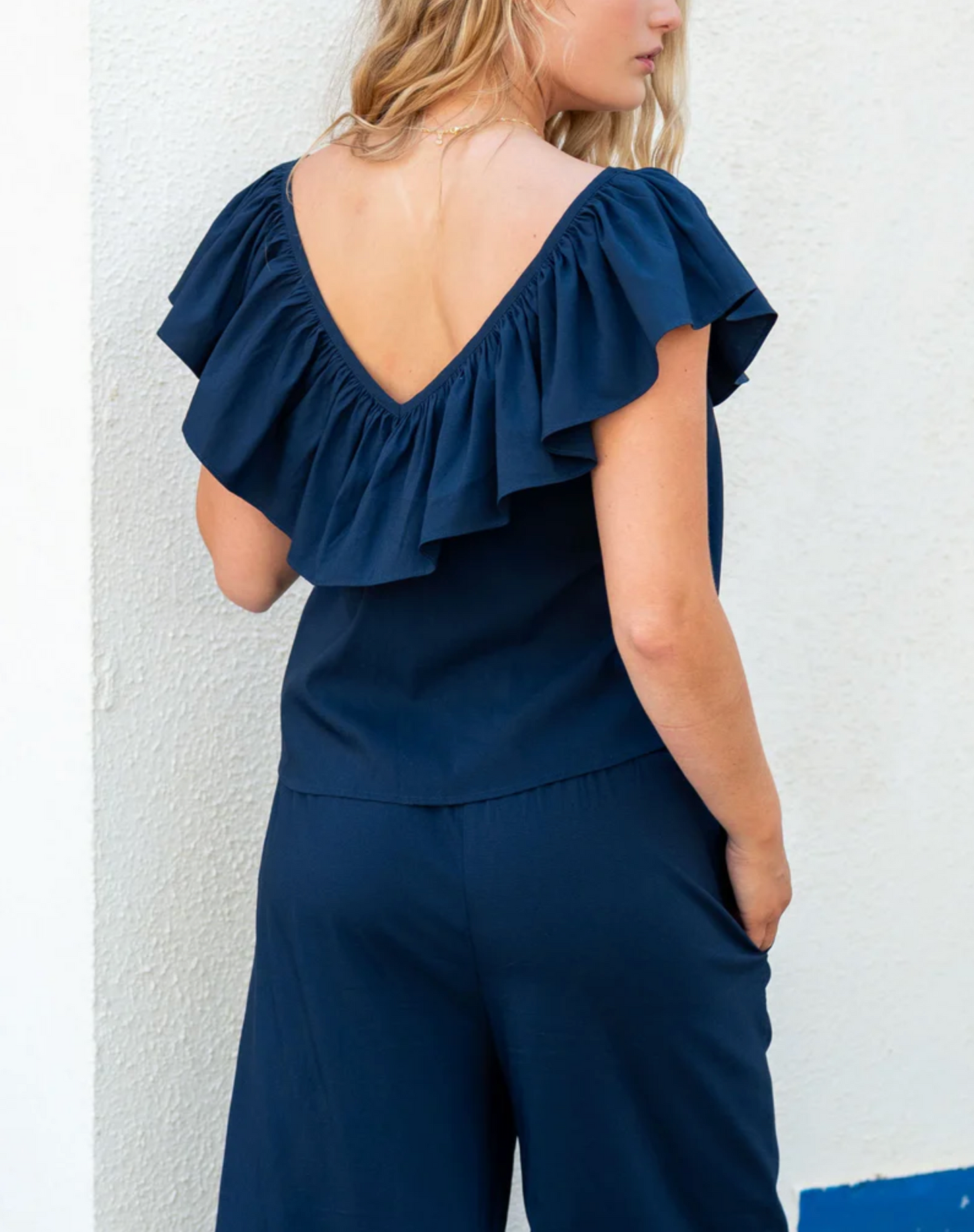 Mersea - Veranda Ruffle Top - Deep Navy