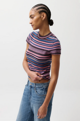 Pistola - Selene Short Sleeve Sweater Tee - Egyptian Blue Multi Stripe