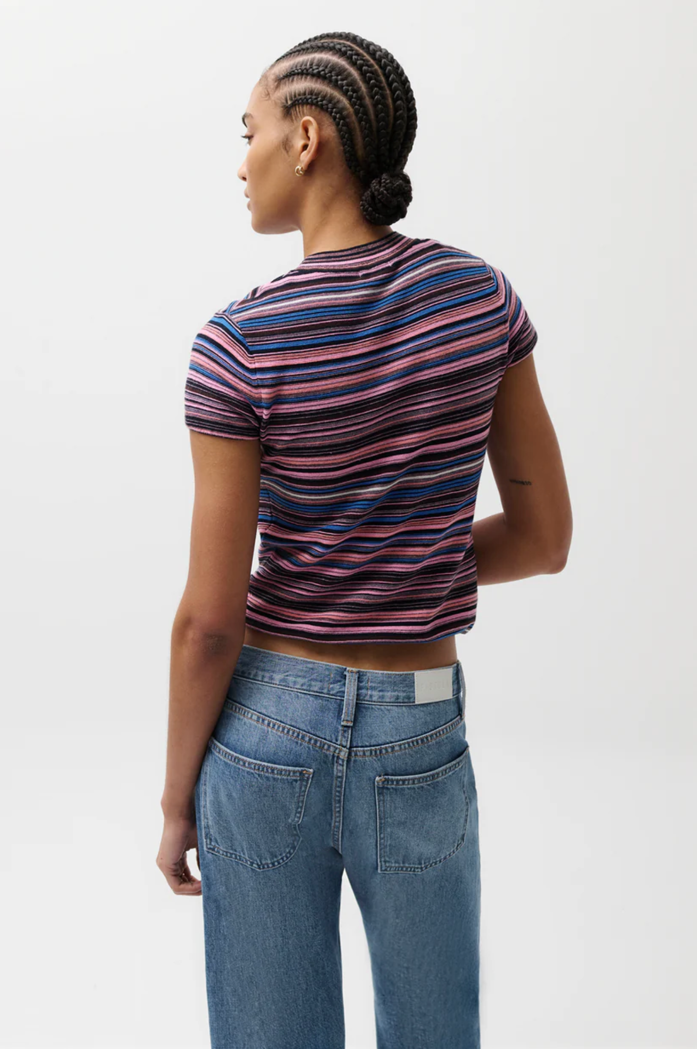 Pistola - Selene Short Sleeve Sweater Tee - Egyptian Blue Multi Stripe