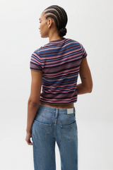 Pistola - Selene Short Sleeve Sweater Tee - Egyptian Blue Multi Stripe