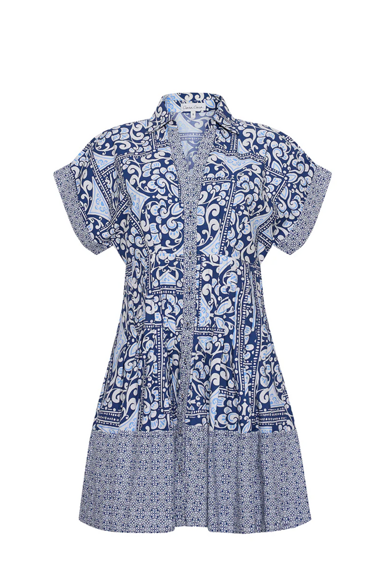 Cara Cara - Nash Mini Dress - Heart Tile Navy