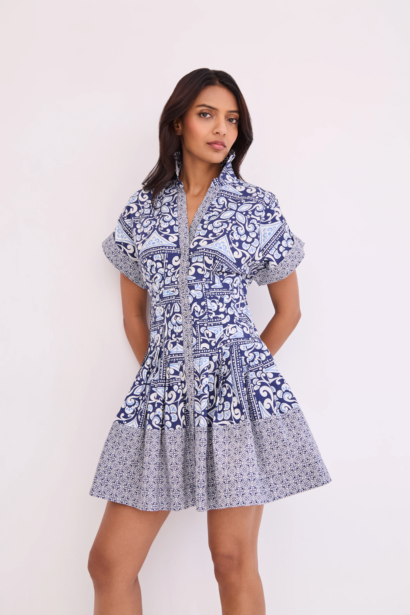 Cara Cara - Nash Mini Dress - Heart Tile Navy