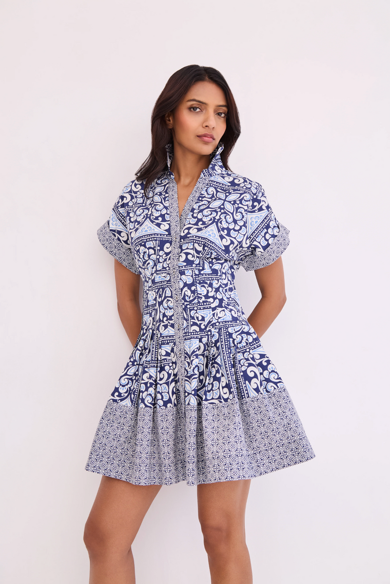 Cara Cara - Nash Mini Dress - Heart Tile Navy