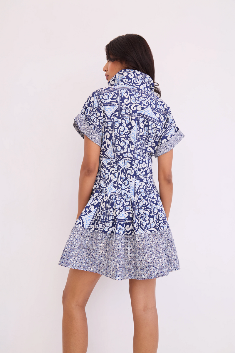 Cara Cara - Nash Mini Dress - Heart Tile Navy