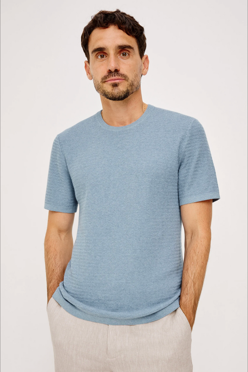 Rails - Theo Short Sleeve Sweater - Blue Sky Heather