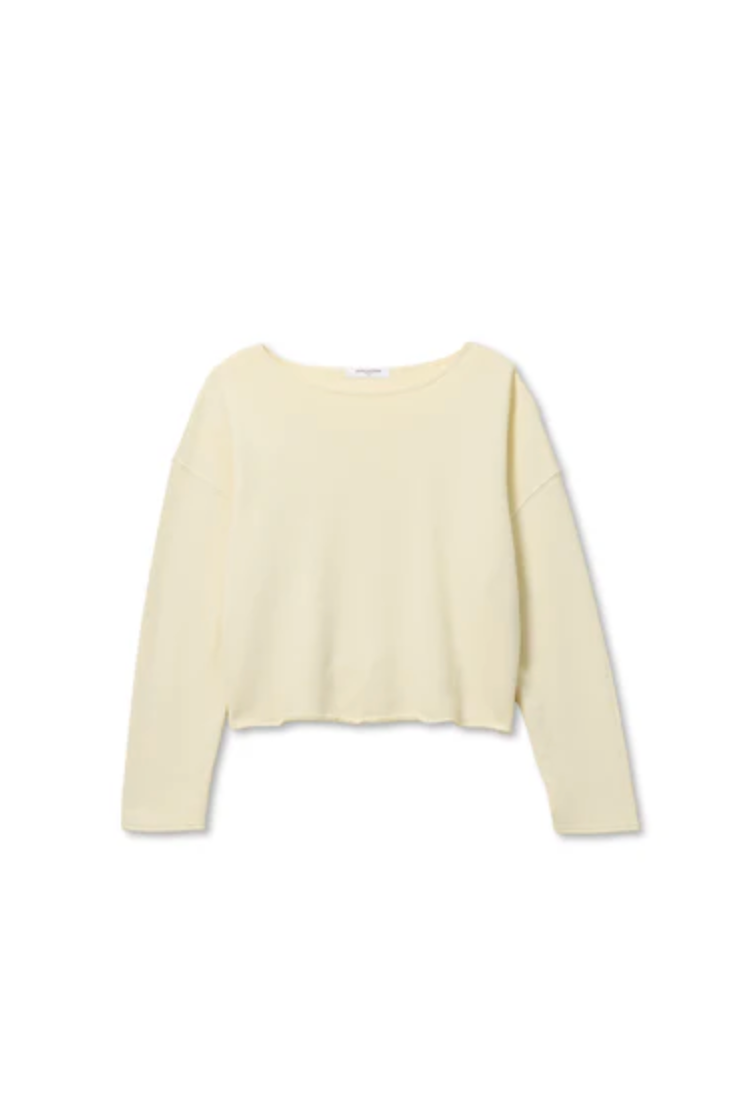 PerfectWhiteTee - Briana French Terry Long Sleeve Tee - Custard