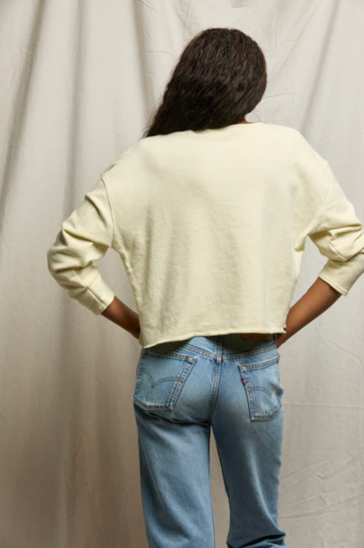 PerfectWhiteTee - Briana French Terry Long Sleeve Tee - Custard