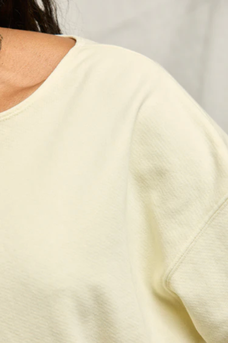 PerfectWhiteTee - Briana French Terry Long Sleeve Tee - Custard