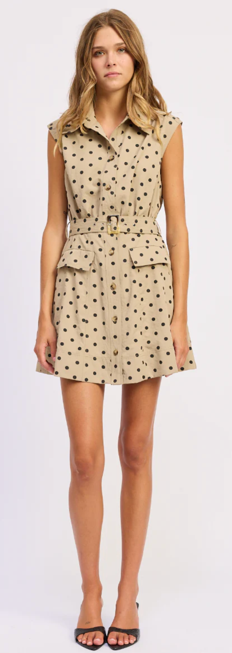 En Saison - Belted Trench Mini Dress - Tan Black