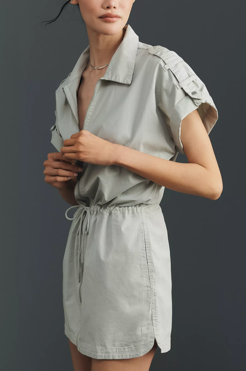 Meg Short Sleeve Zip Front Dress in Pistachio, view 2
