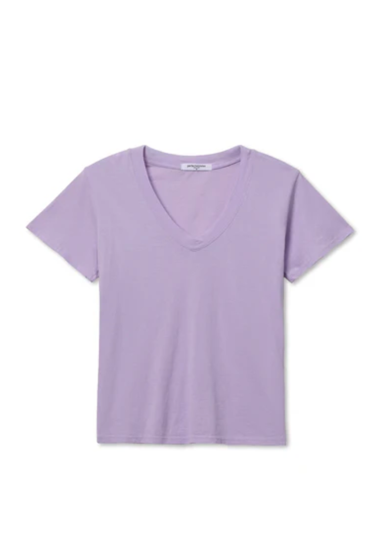 PerfectWhiteTee - Hendrix Cotton Short Sleeve Boxy V Neck Tee - Ultraviolet