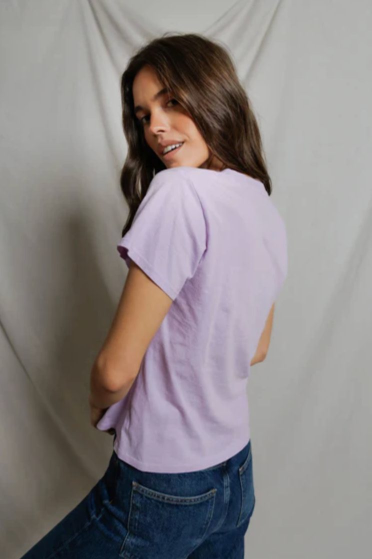 PerfectWhiteTee - Hendrix Cotton Short Sleeve Boxy V Neck Tee - Ultraviolet