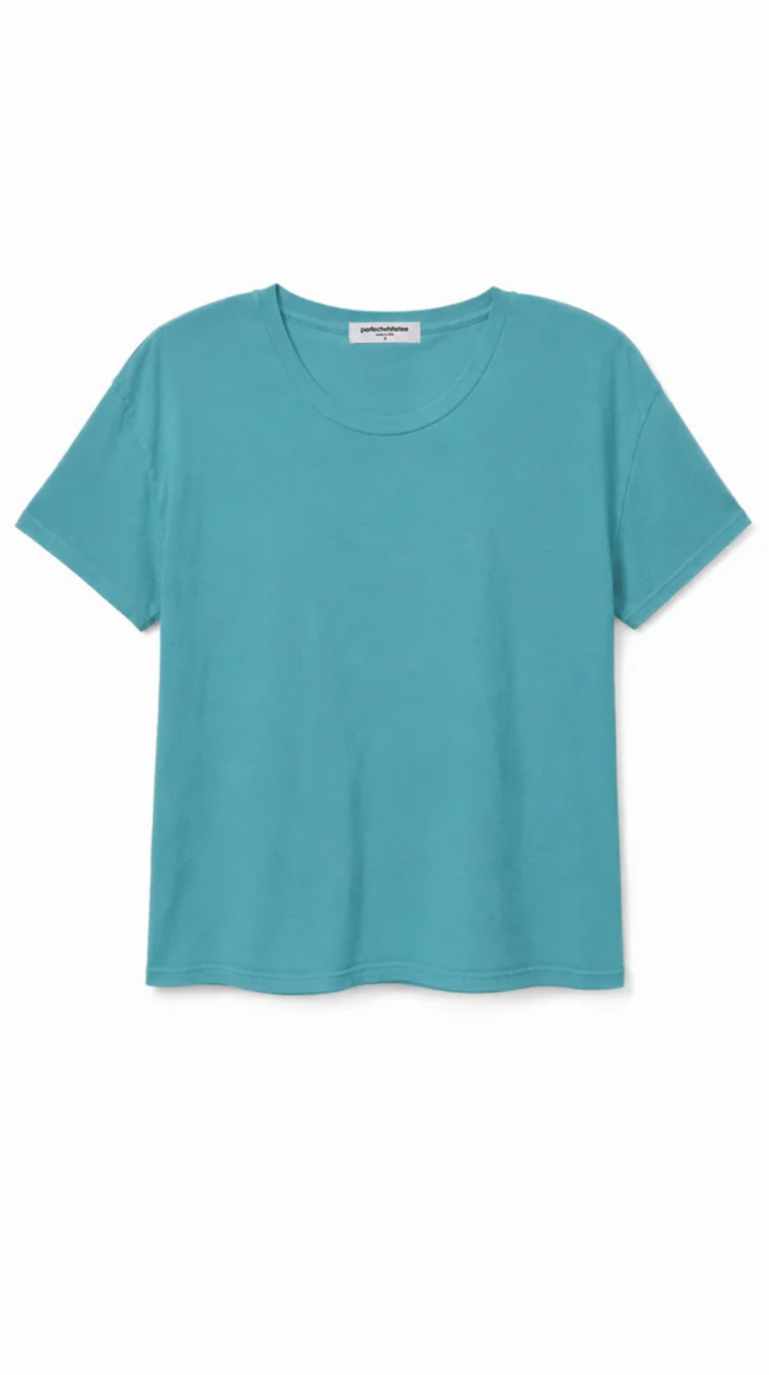 PerfectWhiteTee - Harley Cotton Boxy Crewneck Tee - Teal Blue