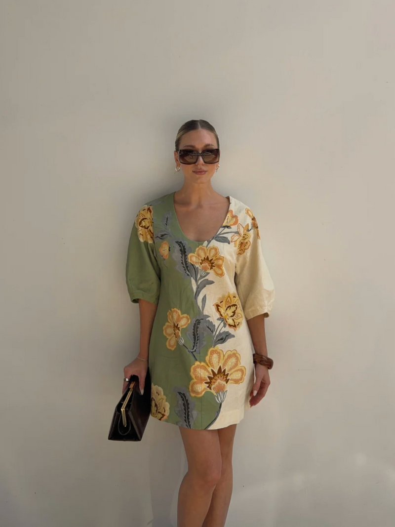 Kivari - Lotte Mini Dress - Green Cream