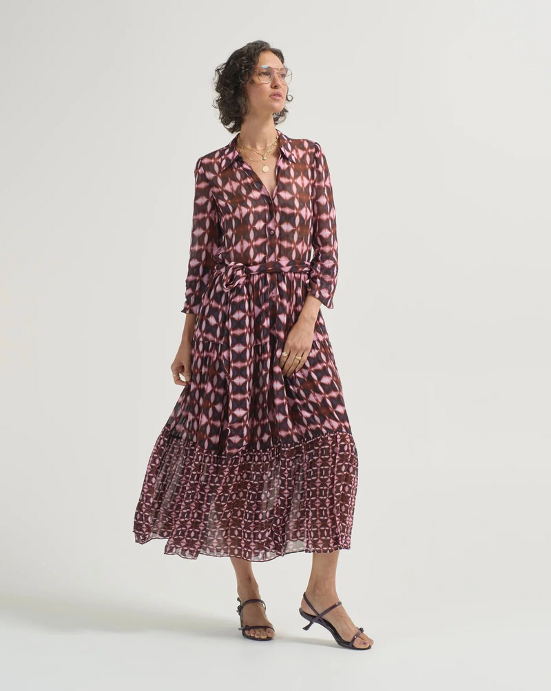 Barbara Dress - Ashford Geo Wine