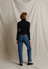 Cindy Cotton Turtleneck - Black Stripe