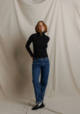 Cindy Cotton Turtleneck - Black Stripe