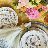 Damask print tablecloth, yellow