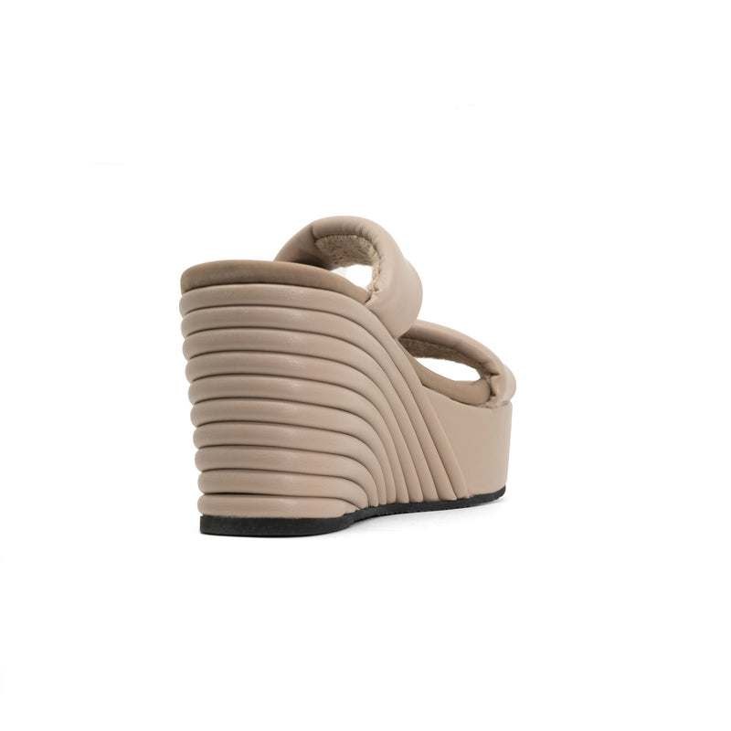 Side Slip Mid Strata Platform Wedge Vegan Leather