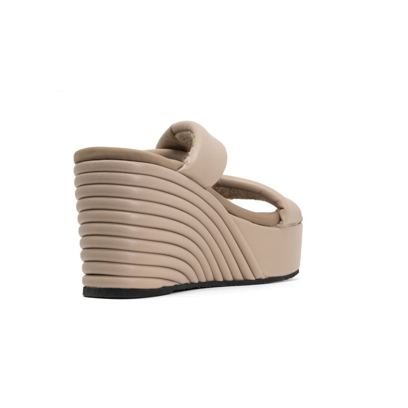 Side Slip Mid Strata Platform Wedge Vegan Leather