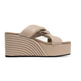Side Slip Mid Strata Platform Wedge Vegan Leather