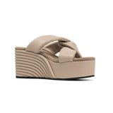 Side Slip Mid Strata Platform Wedge Vegan Leather