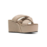 Side Slip Mid Strata Platform Wedge Vegan Leather