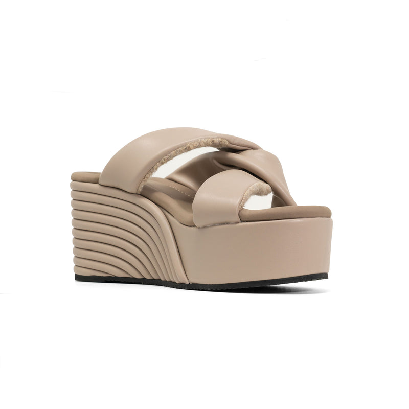 Side Slip Mid Strata Platform Wedge Vegan Leather