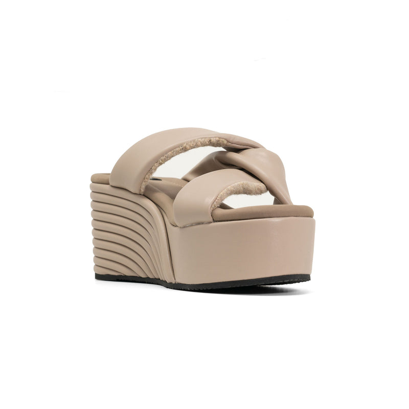 Side Slip Mid Strata Platform Wedge Vegan Leather