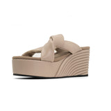 Side Slip Mid Strata Platform Wedge Vegan Leather