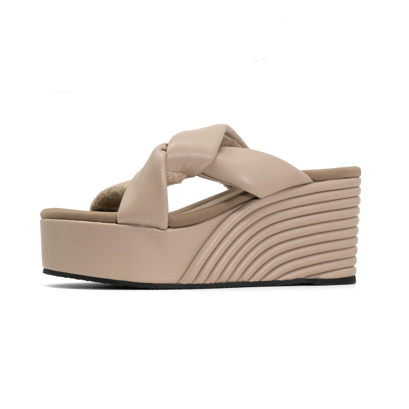 Side Slip Mid Strata Platform Wedge Vegan Leather