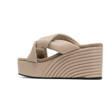Side Slip Mid Strata Platform Wedge Vegan Leather