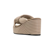 Side Slip Mid Strata Platform Wedge Vegan Leather