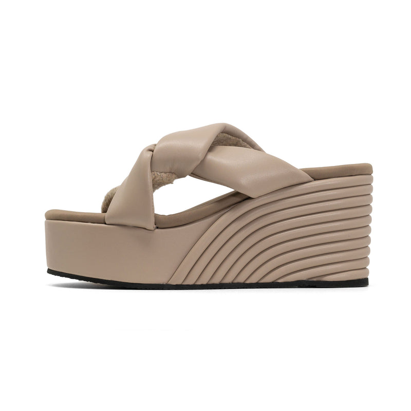 Side Slip Mid Strata Platform Wedge Vegan Leather