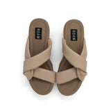 Side Slip Mid Strata Platform Wedge Vegan Leather