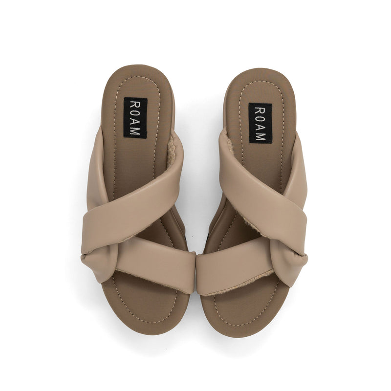 Side Slip Mid Strata Platform Wedge Vegan Leather