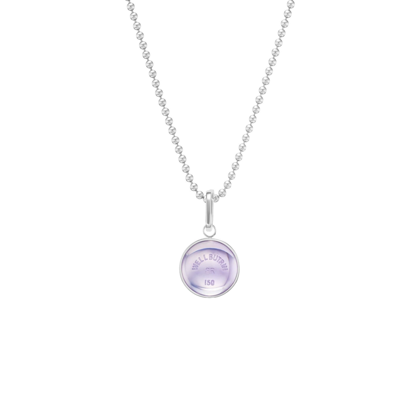Silver Domed Lavender Quartz Wellbutrin Pendant