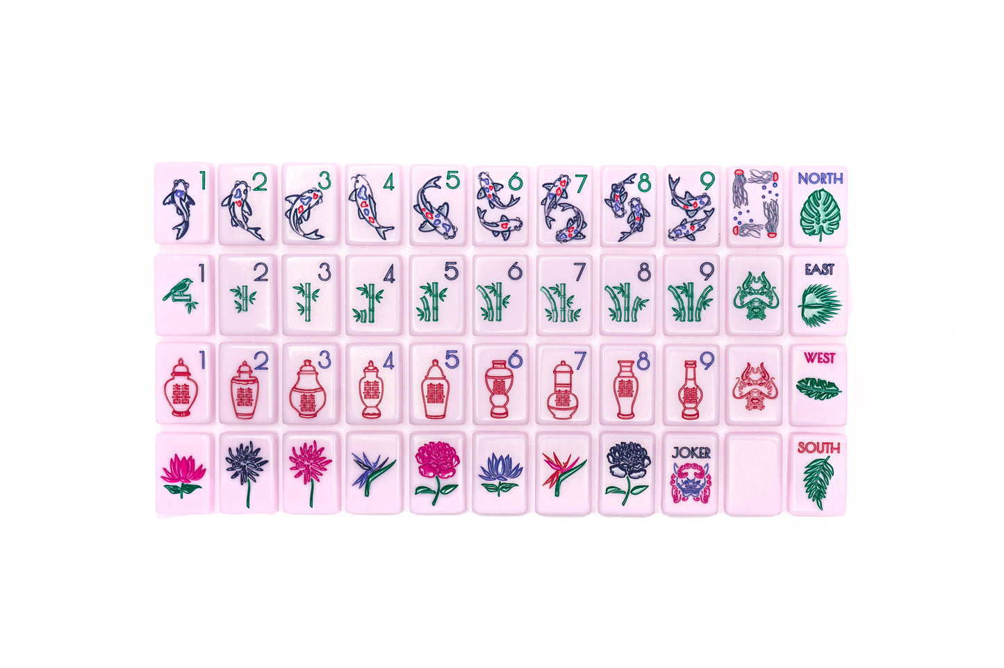 The Chinoiserie Set -  Mahjong Tiles:  Polished Pink