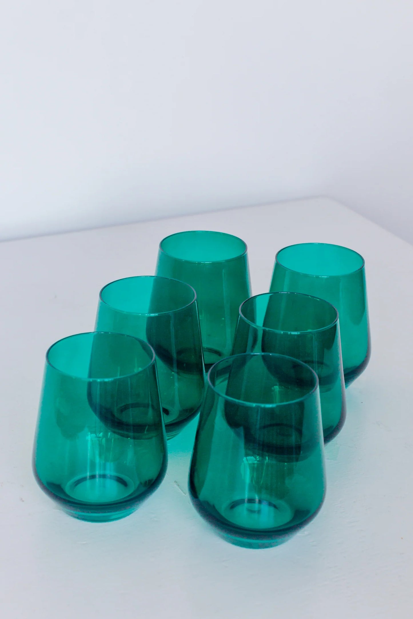 Estelle Colored Glass - Stemless Wine Glasses - Set of 2 Mint Green