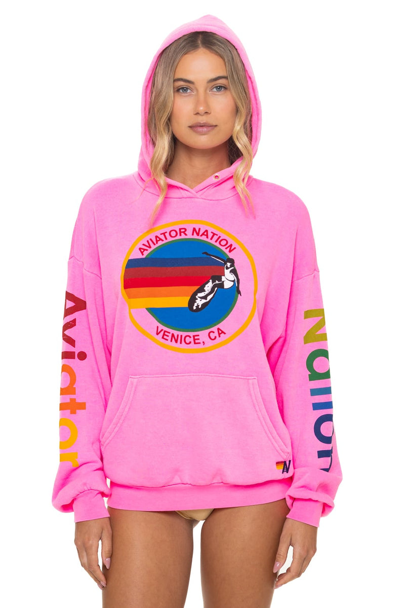 Aviator Nation - Relaxed Pullover Hoodie - Neon Pink