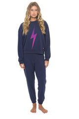 Bolt Fade Relaxed Crew Sweatshirt - Navy/ Pink/ Purple