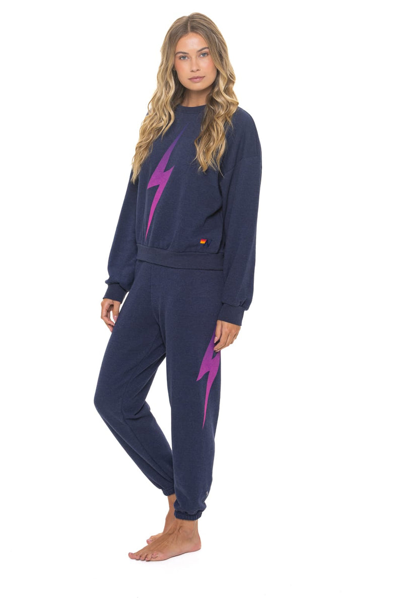 Bolt Fade Relaxed Crew Sweatshirt - Navy/ Pink/ Purple