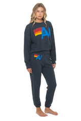 Aviator Nation - Logo Relaxed Crew Sweatshirt - Charcoal