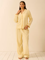 Soft Brushed Woven Pajama Top - Lemon Stripe