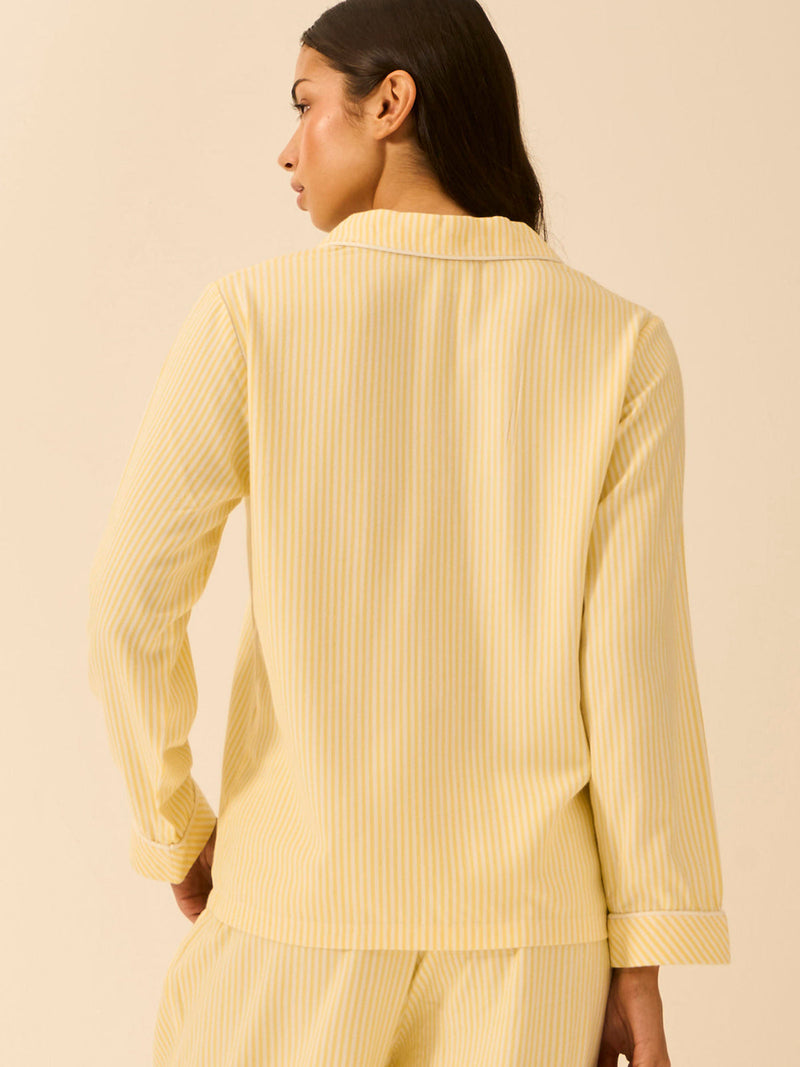 Soft Brushed Woven Pajama Top - Lemon Stripe