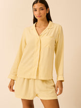 Soft Brushed Woven Pajama Shorts - Lemon Stripe