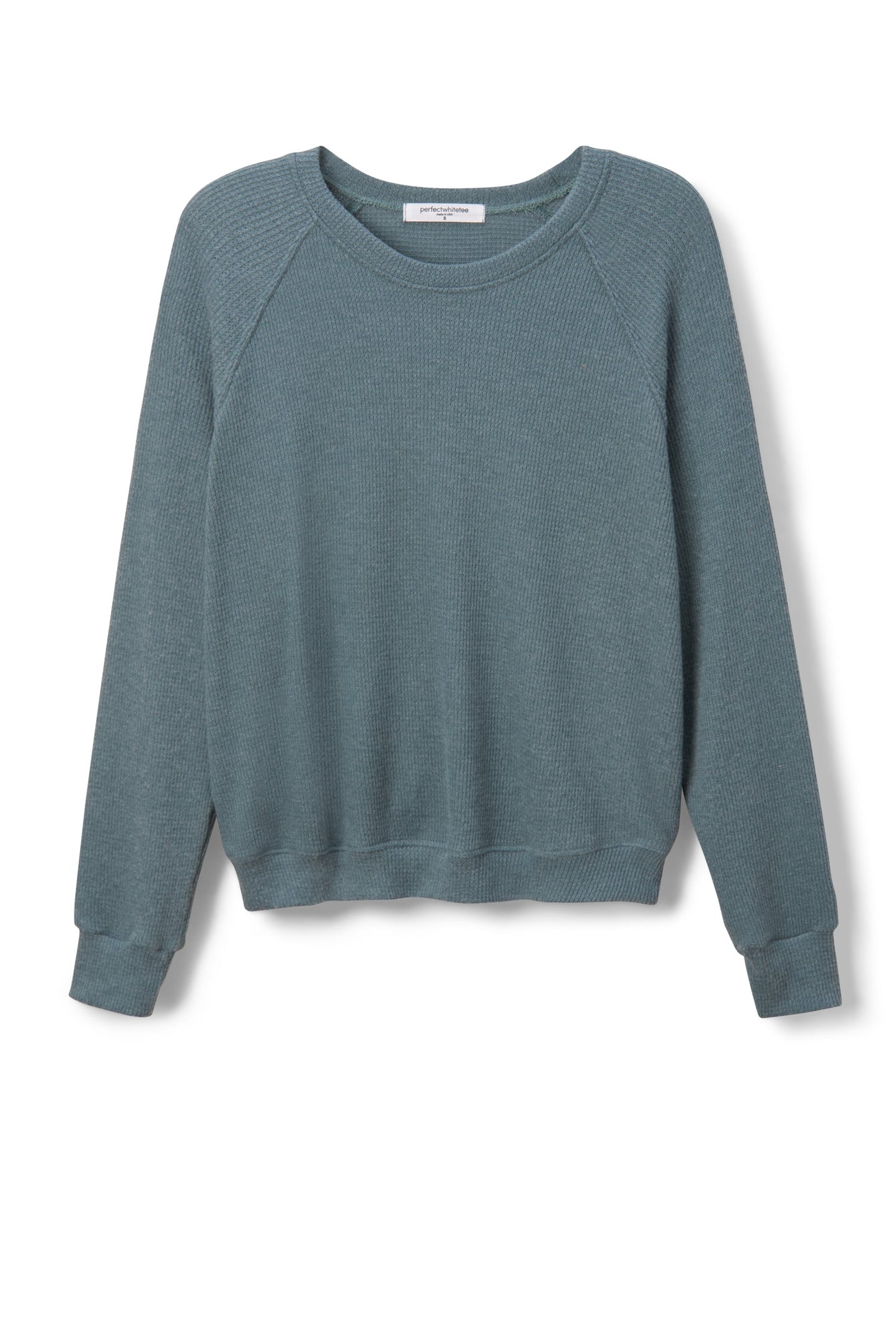 PerfectWhiteTee - Cooper Brushed Waffle Long Sleeve Crew - Slate