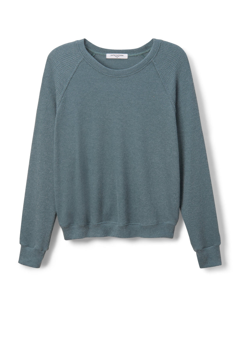 PerfectWhiteTee - Cooper Brushed Waffle Long Sleeve Crew - Slate